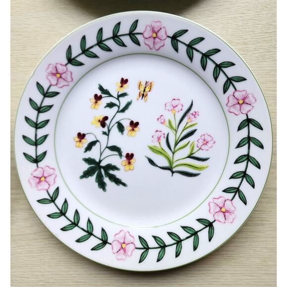 PLATES-SALAD/DESSERT/BUFFET-I GODINGER & CO.-Floral-Butterfly-Dragonfly-Set of 4 - Picture 2 of 13